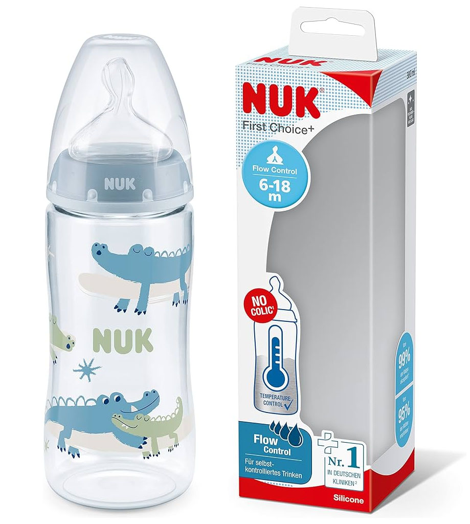 NUK Biberón First Choice ⁺ Anti-Colic 300 ml, Temperatura Control en un  paquete doble 