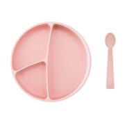 PUNTI PLATO REDONDO SILICONA CDIVISIONES Y CUCHARA BELLA PINK