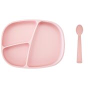 PUNTI PLATO SILICONA CDIVISIONES Y CUCHARA BELLA PINK