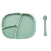 PUNTI PLATO SILICONA CDIVISIONES Y CUCHARA NATURE GREEN